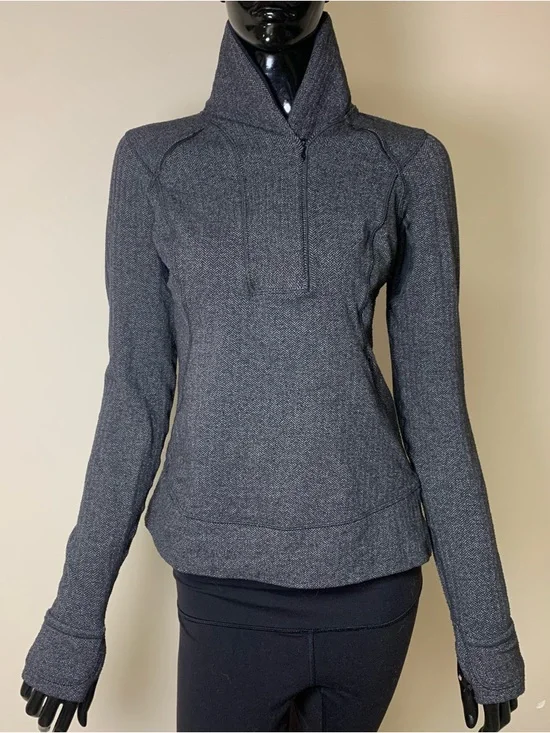 Lululemon Think Fast Pullover Size 6 Women’s Black Grey Rulu Highneck Sweatshirt - Picture 1 of 8
